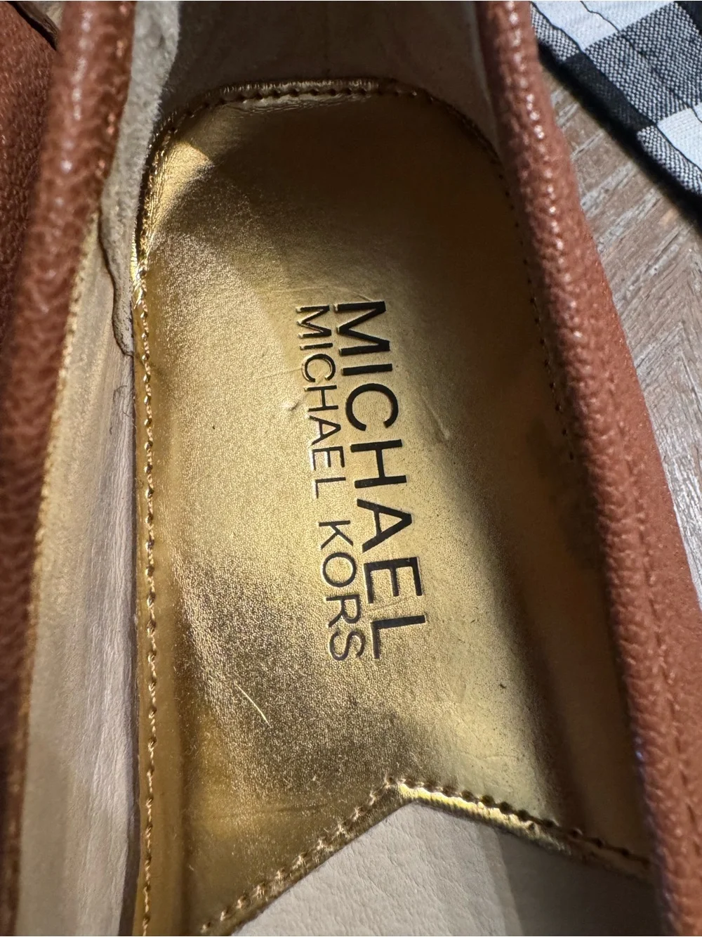 Michael Kors Cognac Leather MK Charm Moccasin Loafers